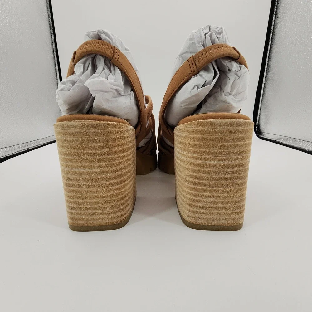 Eileen Fisher Tally Sandals‎ Womens 8.5M Honey Tumbled Nubuck Leather Lined NEW